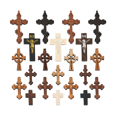 150Pcs 15 Style Wood Pendants WOOD-FW0001-04-1