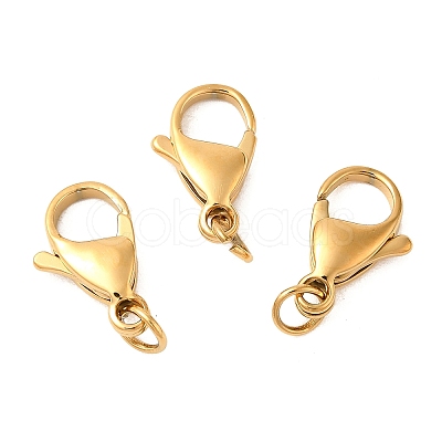 Ion Plating(IP) 304 Stainless Steel Lobster Claw Clasps STAS-AB15-G-02-1