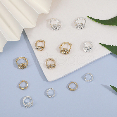 12Pcs 6 Style Brass Hoop Earring Findings KK-CA0002-45-1