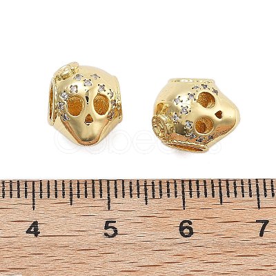 Brass Micro Pave Cubic Zirconia Europe Beads KK-Q006-48G-1