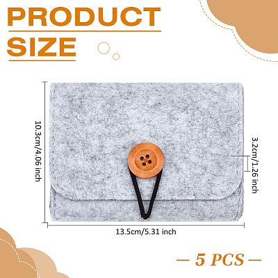 5Pcs Felt Jewelry Storage Bags with Button ABAG-BC0001-71B-1