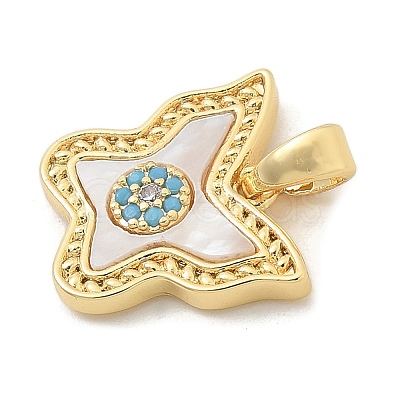 Brass Micro Pave Cubic Zirconia Pendents KK-M303-01G-07-1