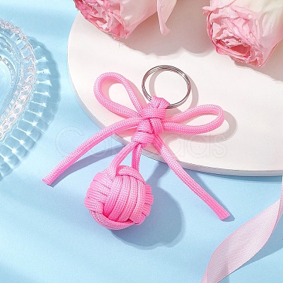 Polyester Braid Ball 304 Stainless Steel Keychains KEYC-JKC01117-02-1