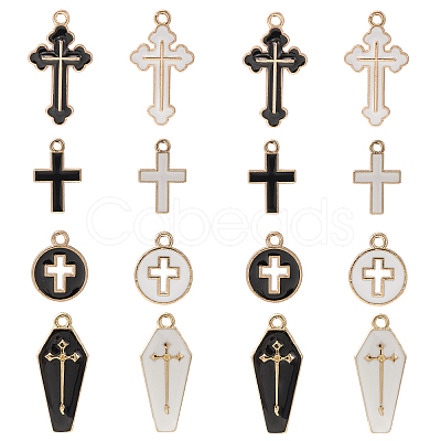 40Pcs 8 Styles Alloy Enamel Pendants ENAM-CJ0005-20-1