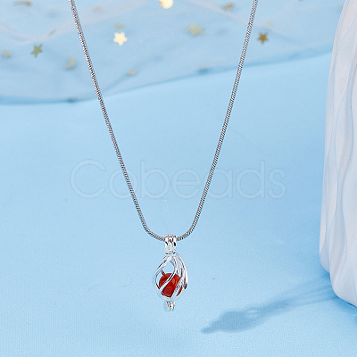 1Pc 925 Sterling Silver Bead Cage Pendants STER-HS0001-21-1