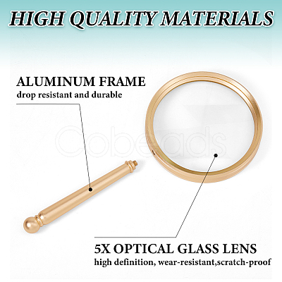 1Pc Aluminum Magnifying Glass AJEW-BC0009-13G-1