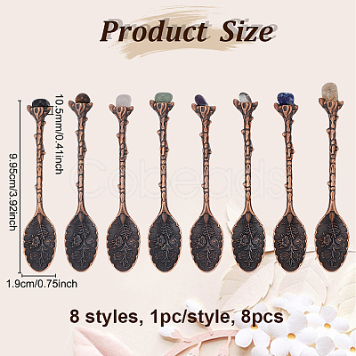 8Pcs 8 Styles Zinc Alloy Coffee Tea Spoon AJEW-NB0006-51-1