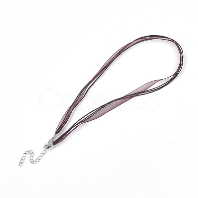 Waxed Cord and Organza Ribbon Necklace Making NCOR-T002-303-1