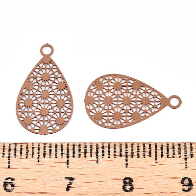 Spray Painted 430 Stainless Steel Filigree Pendants STAS-WH0047-78I-1