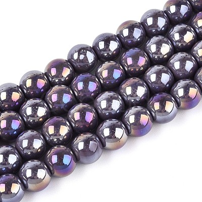 Electroplate Opaque Glass Beads Strands LS-GLAA-T032-P8mm-AB15-1