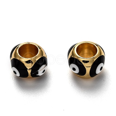 Brass European Enamel Beads LS-KK-B028-25G-B-1