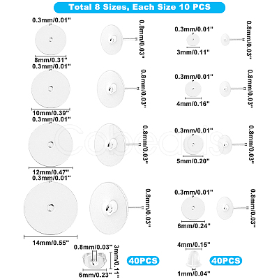 Flat Round 304 Stainless Steel Stud Earring Findings STAS-UN0015-18S-1