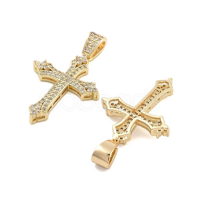 Brass Pave Clear Cubic Zirconia Pendants KK-U009-06C-G-1