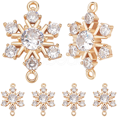 10Pcs Brass Micro Pave Clear Cubic Zirconia Connector Charms ZIRC-BBC0002-86A-1