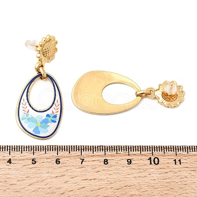 304 Stainless Steel Dangle Stud Earrings EJEW-A158-07B-G-1