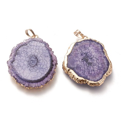 Dyed Natural Druzy Solar Quartz Crystal Pendants G-F693-01D-G-1