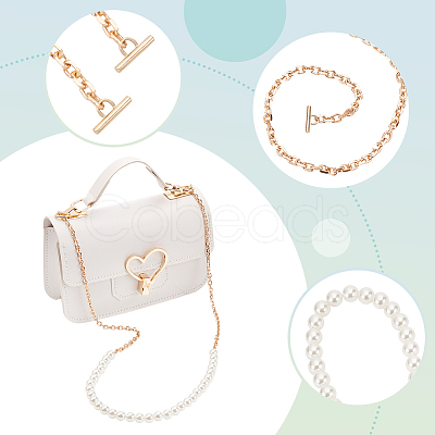 3Pcs 3 Styles ABS Plastic Imitation Pearl Purse Chains FIND-WR0009-73B-1