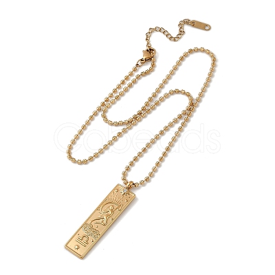304 Stainless Steel Clear Cubic Zirconia Rectangle Constellation Pendant Necklaces for Women Men NJEW-S435-01G-G-1