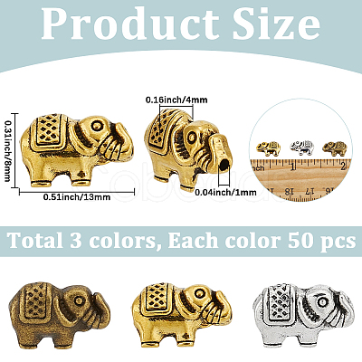 150Pcs 3 Colors Tibetan Style Alloy Beads FIND-PA0001-63-1