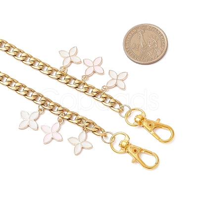 Alloy Enamel Flower Charm 304 Stainless Steel Cuban Link Chain Bag Decorative Chains FIND-JF00160-02-1