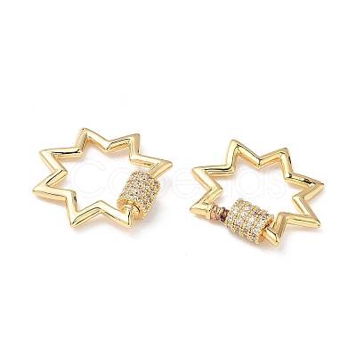 Brass Micro Pave Clear Cubic Zirconia Screw Carabiner Lock Charms KK-Z118-06G-02-1