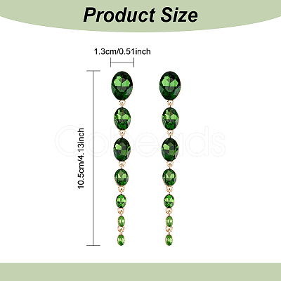 3 Pairs 3 Colors Rhinestone Graduated Beaded Oval Dangle Stud Earrings EJEW-AN0001-40-1