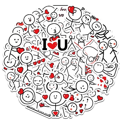 Valentine's Day Theme Cartoon PVC Self-Adhesive Stickers VALE-PW0003-02-1