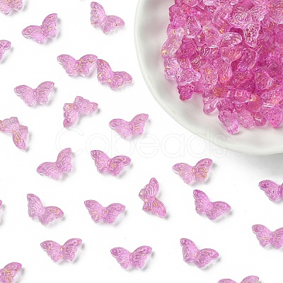 100Pcs Transparent Spray Painted Glass Beads GLAA-YW0005-09D-1
