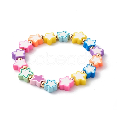 Handmade Polymer Clay Beads Stretch Bracelets BJEW-JB06560-1
