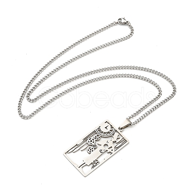 Non-Tarnish 304 Stainless Steel Pendant Necklaces NJEW-L118-02P-06-1
