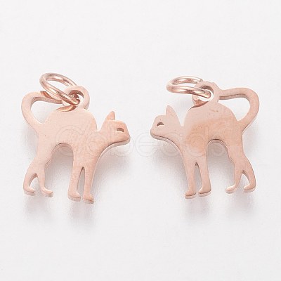 201 Stainless Steel Kitten Pendants STAS-S105-T465R-1