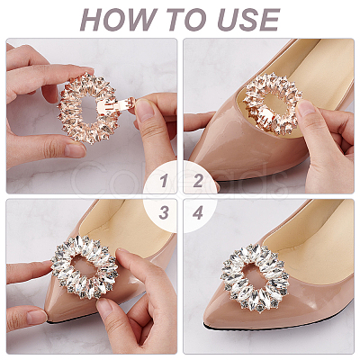 PandaHall Elite 4Pcs 2 Style Alloy Crystal Rhinestone Shoe Decorations AJEW-PH0011-49KCG-1