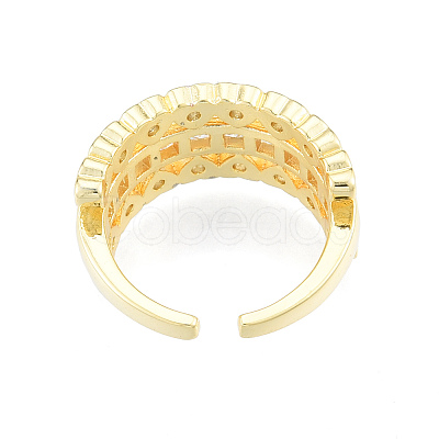 Cubic Zirconia Heart Open Cuff Ring RJEW-N035-137A-1