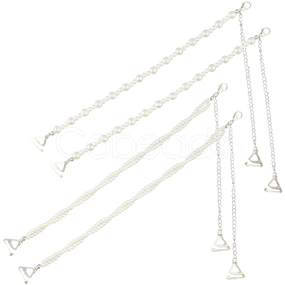 2 Pairs 2 Styles ABS Plastic Imitation Pearl Chain Non-slip Bra Straps FIND-CY0001-25-1
