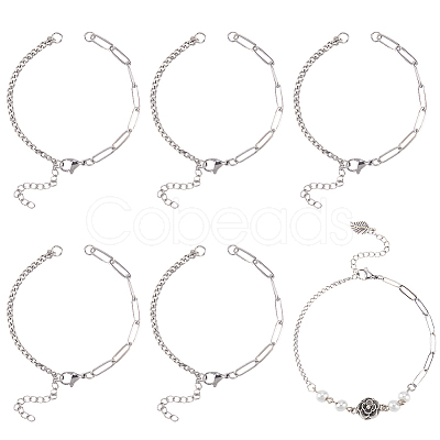 16Pcs Brass Curb & Paperclip Chains Bracelet Making MAK-SC0001-39-1