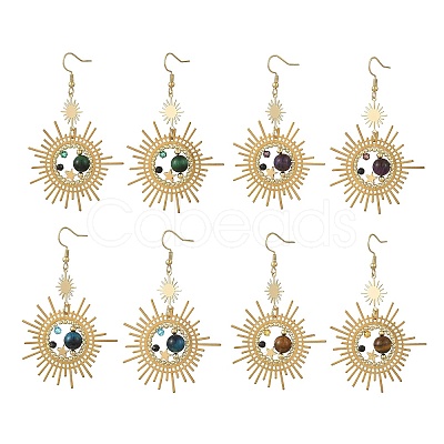 Brass Glass Dangle Earrings EJEW-MZ00802-1