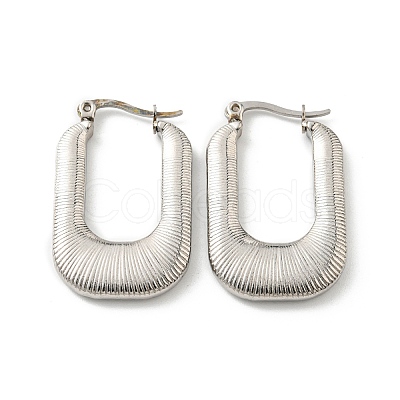 Non-Tarnish 304 Stainless Steel Rectangle Hoop Earrings for Women EJEW-F319-01P-1