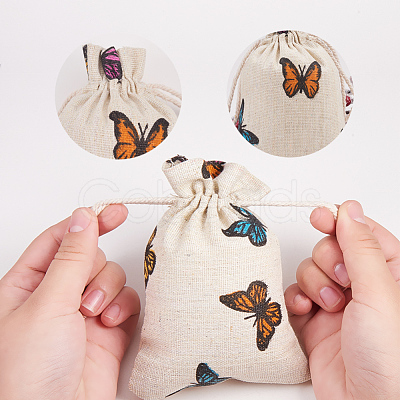 Polycotton(Polyester Cotton) Packing Pouches Drawstring Bags X-ABAG-T004-10x14-03-1