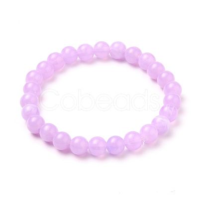 Acrylic Stretch Beaded Bracelets BJEW-JB05714-06-1