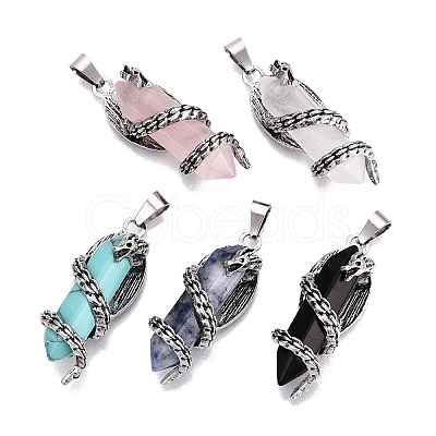 Natural & Synthetic Mixed Stone Double Terminal Pointed Pendants GG-N001-02AS-1