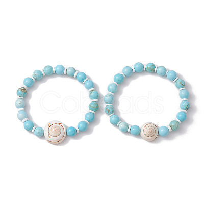 Summer Beach Natural Shiva Eye Shell Bead Bracelets X-BJEW-JB10313-03-1