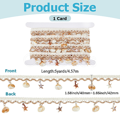 5yards Cotton Thread & Shell Beaded Trim Ribbon OCOR-CY0003-94B-1