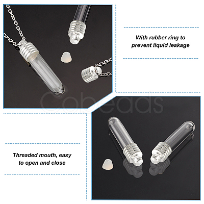 12Pcs 2 Style Clear Glass Tube Wish Bottle Pendants FIND-PH0017-07-1