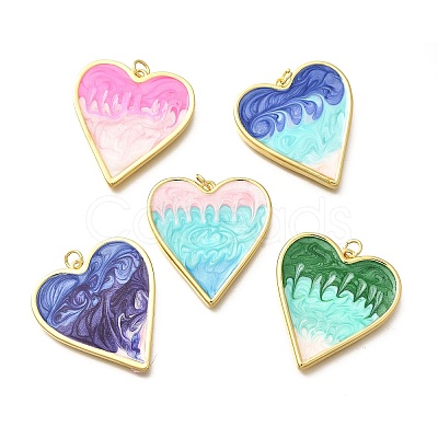Brass Enamel Pendants KK-Q043-30G-1