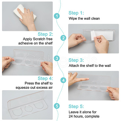 3-Slot Rectangle Acrylic Wall Mounted Comb Organizer Holder for Bathroom ODIS-WH0043-218B-1