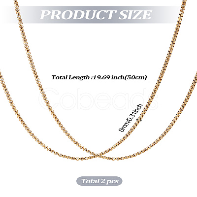 2Pcs Stainless Steel Punk Box Chain Necklaces for Men NJEW-LP0001-15G-1