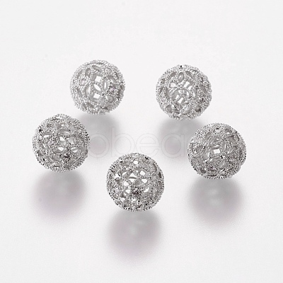 Brass Cubic Zirconia Beads ZIRC-D011-50P-1