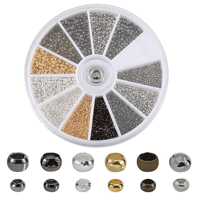3000Pcs 12 Styles Rondelle Brass Crimp Beads KK-SP0002-42-1