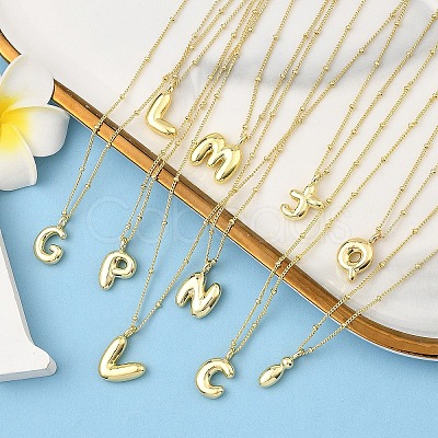 1Pc Initial Letter Brass Pendant Necklaces NJEW-YW0001-24E-1