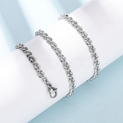 3.8MM 304 Stainless Steel Twisted Chain Necklaces NJEW-P346-02P-1